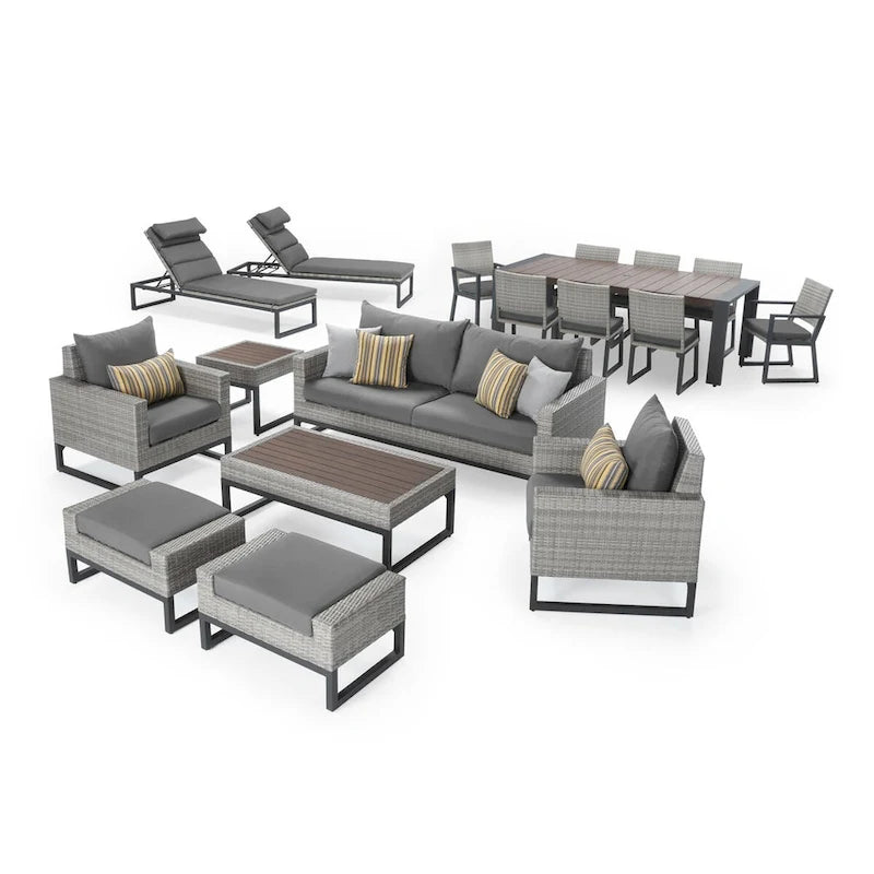 Ensemble de patio Milo Grey Sunbrella 18 pièces