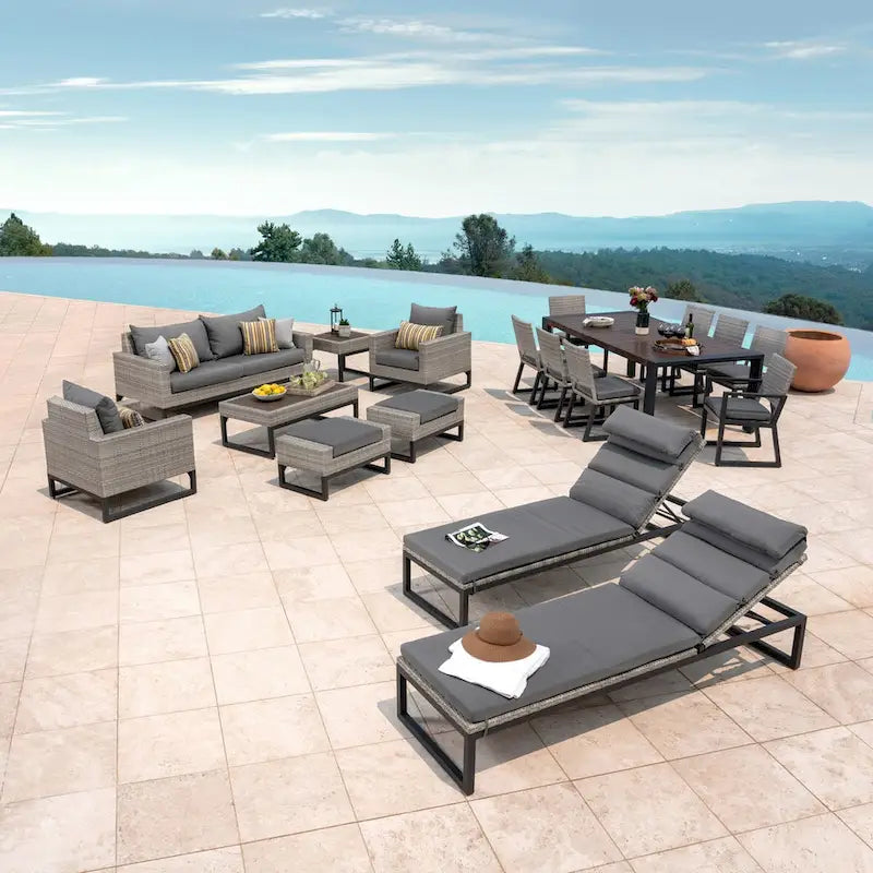 Ensemble de patio Milo Grey Sunbrella 18 pièces