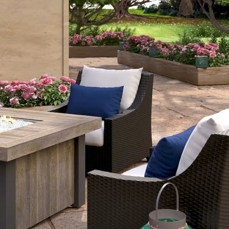 Ensemble de conversation de patio Deco 5 pièces Sunbrella avec foyer extérieur