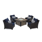 Ensemble de conversation de patio Deco 5 pièces Sunbrella avec foyer extérieur