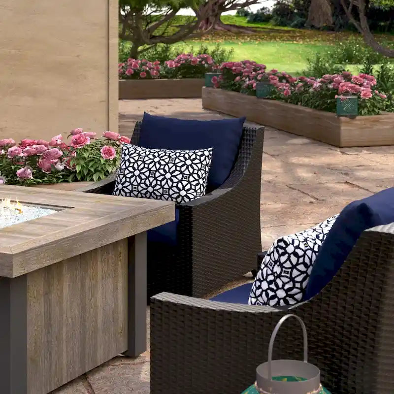 Ensemble de conversation de patio Deco 5 pièces Sunbrella avec foyer extérieur