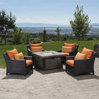 Ensemble de conversation de patio Deco 5 pièces Sunbrella avec foyer extérieur