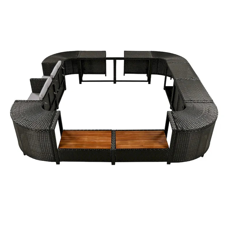 Ensemble de canapé d'angle en rotin extérieur quadrilatéral