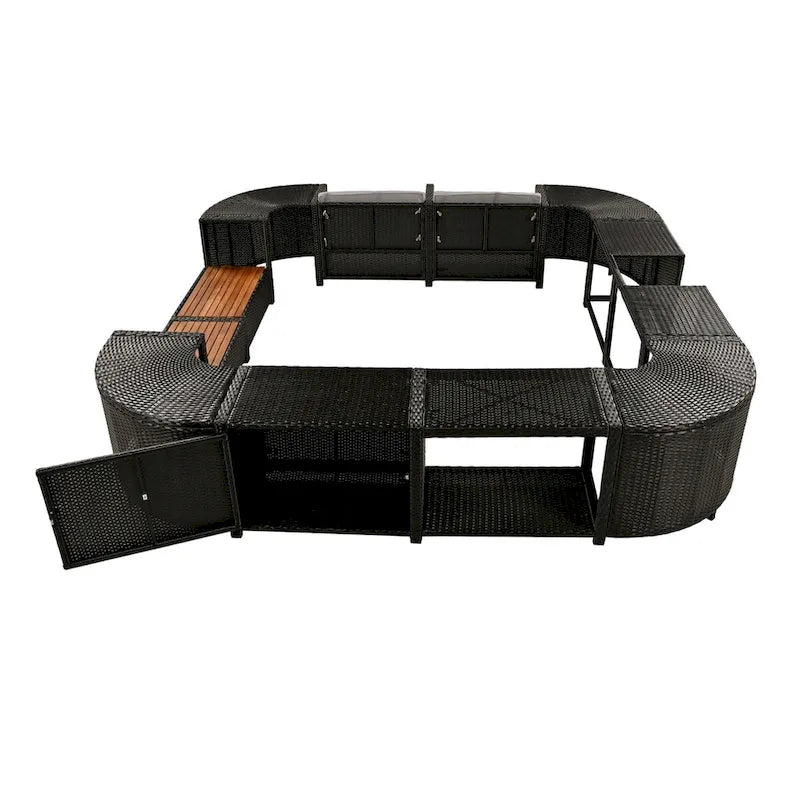 Ensemble de canapé d'angle en rotin extérieur quadrilatéral