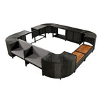 Ensemble de canapé d'angle en rotin extérieur quadrilatéral