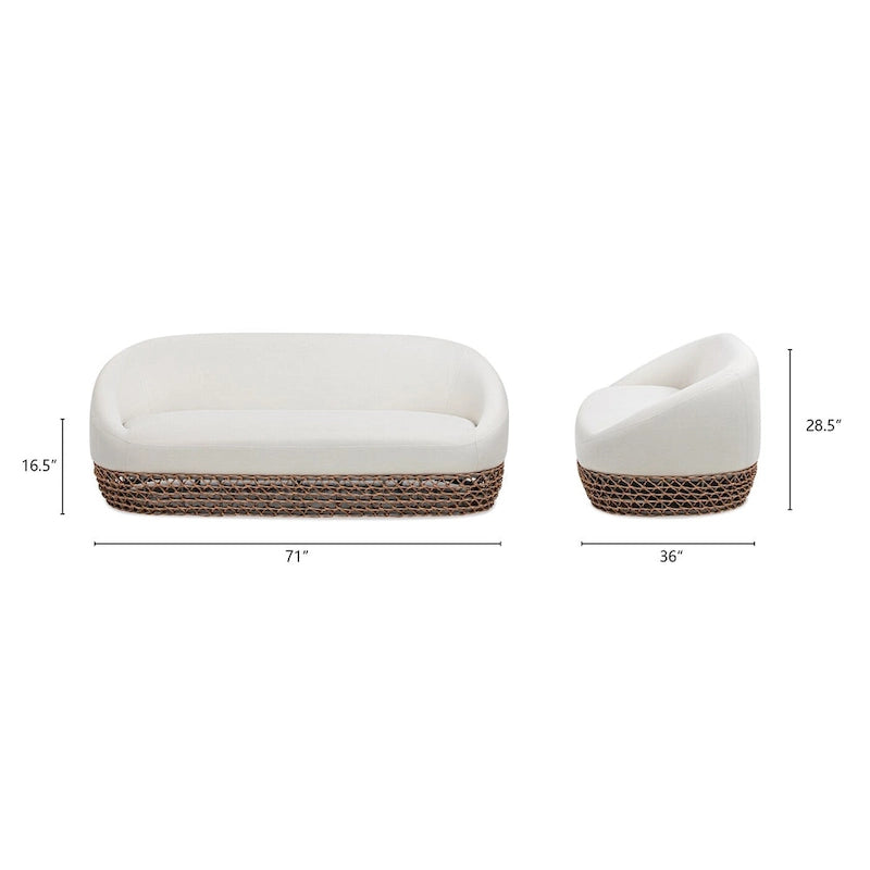 Canapé d'extérieur 3 places en osier tressé Willow 71 - 71 L x 36 P x 28,5 H