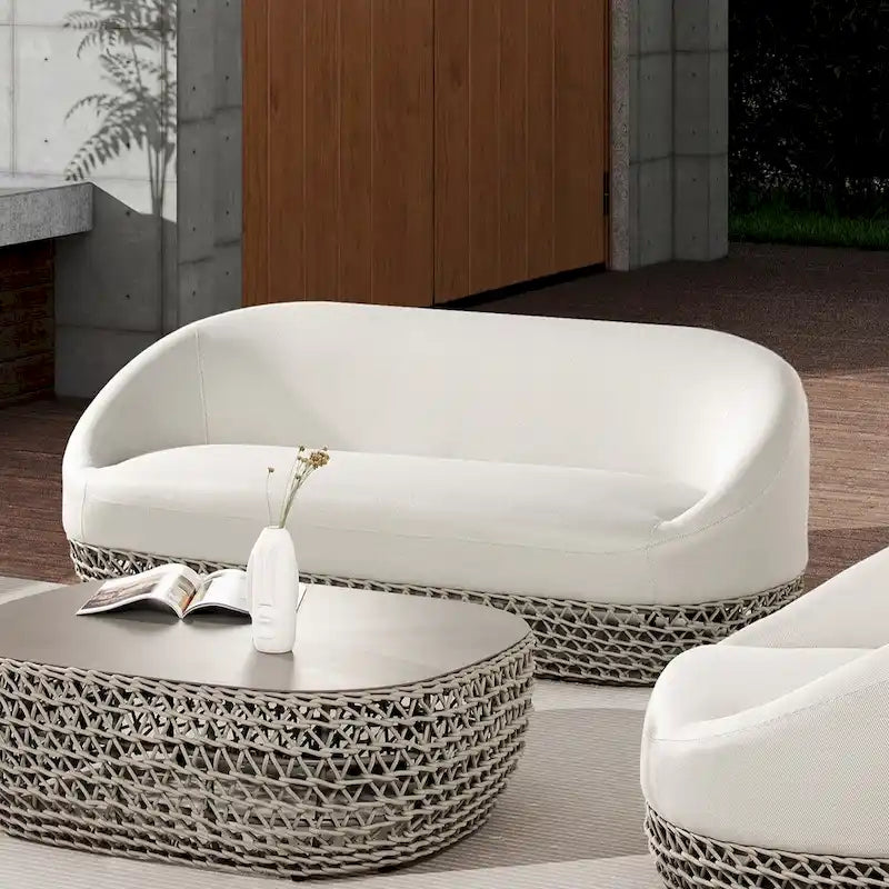 Canapé d'extérieur 3 places en osier tressé Willow 71 - 71 L x 36 P x 28,5 H
