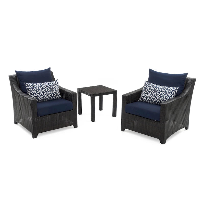 Ensemble Deco 3 pièces : 2 fauteuils de jardin en aluminium et 1 table d'appoint