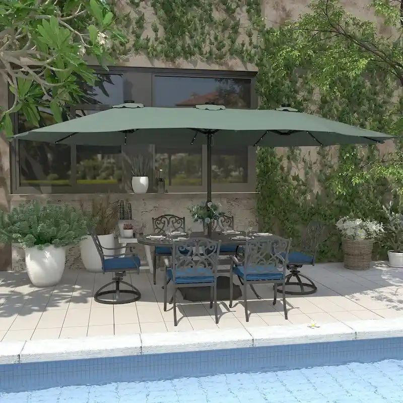 Ensemble de salle à manger d'extérieur 7 pièces en fonte d'aluminium avec coussins