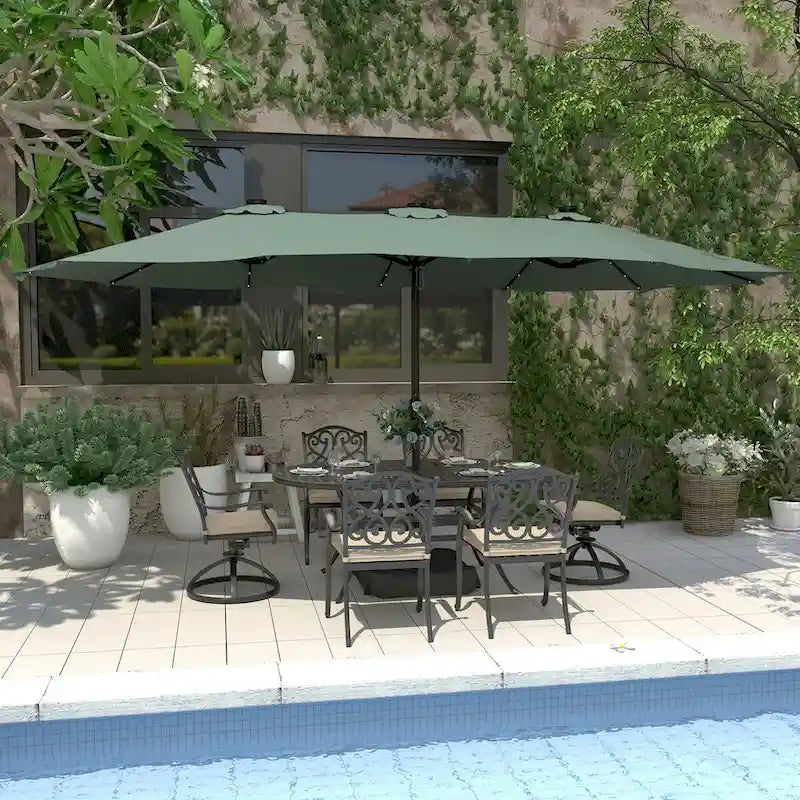 Ensemble de salle à manger d'extérieur 7 pièces en fonte d'aluminium avec coussins