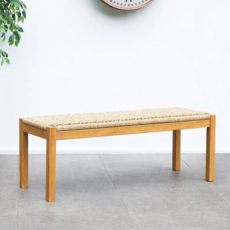 Ensemble de salle à manger d'extérieur 5 pièces en teck Cambridge Casual Paxton - Osier torsadé miel