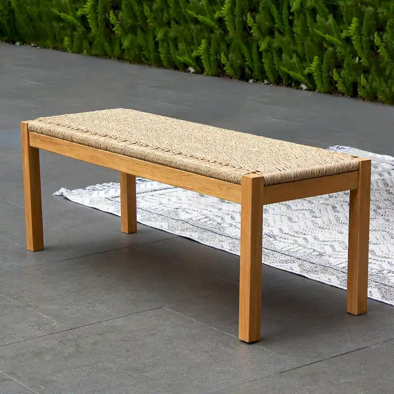 Ensemble de salle à manger d'extérieur 5 pièces en teck Cambridge Casual Paxton - Osier torsadé miel