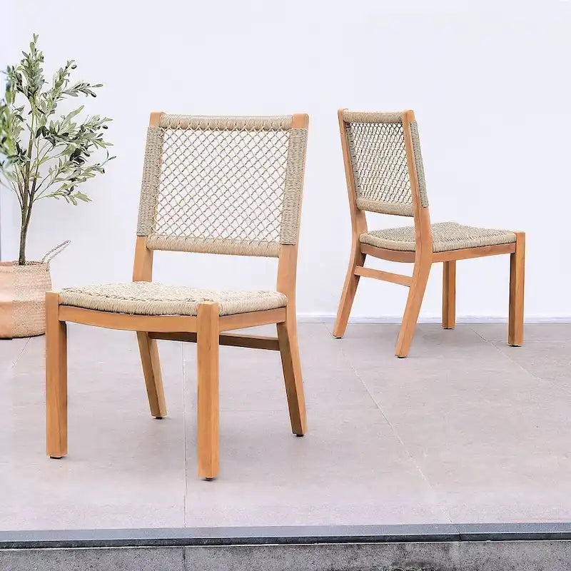 Ensemble de salle à manger d'extérieur 5 pièces en teck Cambridge Casual Paxton - Osier torsadé miel