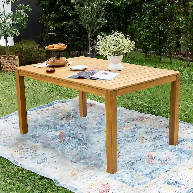 Ensemble de salle à manger d'extérieur 5 pièces en teck Cambridge Casual Paxton - Osier torsadé miel