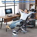 Fauteuil de bureau ergonomique en cuir Hoffree Big & Tall Executive, 204 kg, avec support lombaire massant 2 points et repose-pieds