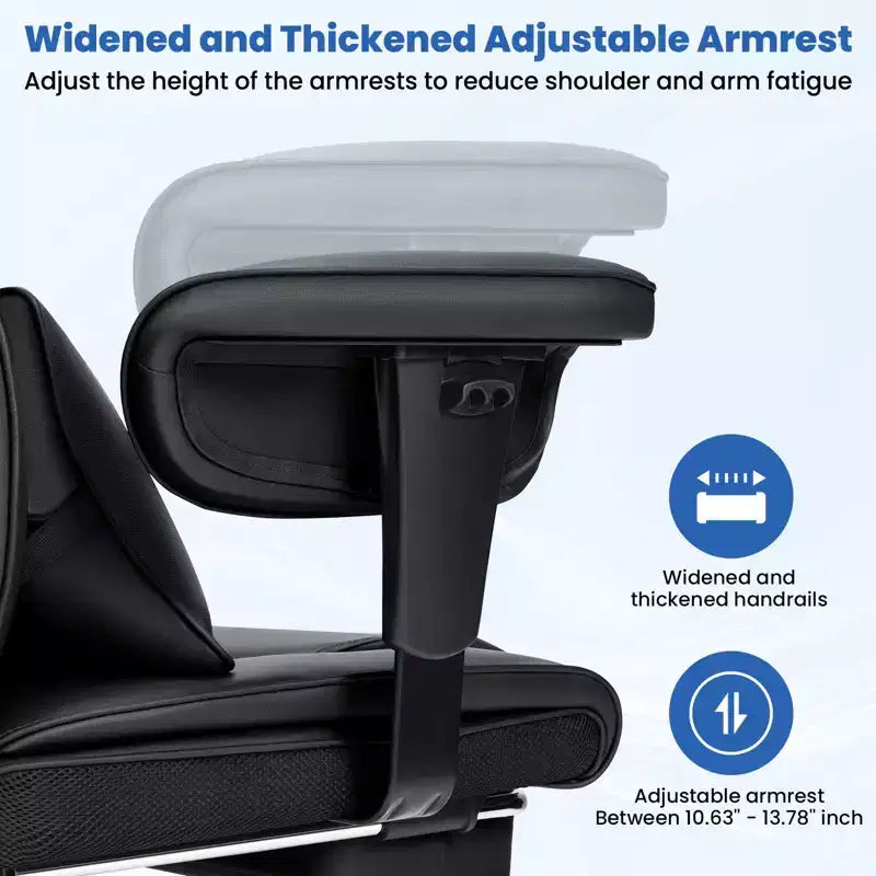 Fauteuil de bureau ergonomique en cuir Hoffree Big & Tall Executive, 204 kg, avec support lombaire massant 2 points et repose-pieds