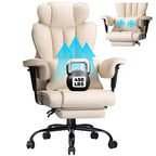 Fauteuil de bureau ergonomique en cuir Hoffree Big & Tall Executive, 204 kg, avec support lombaire massant 2 points et repose-pieds