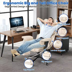 Fauteuil de bureau ergonomique en cuir Hoffree Big & Tall Executive, 204 kg, avec support lombaire massant 2 points et repose-pieds