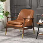 Christopher Knight Home Freja, fauteuil d'appoint moderne en similicuir et bois, marron