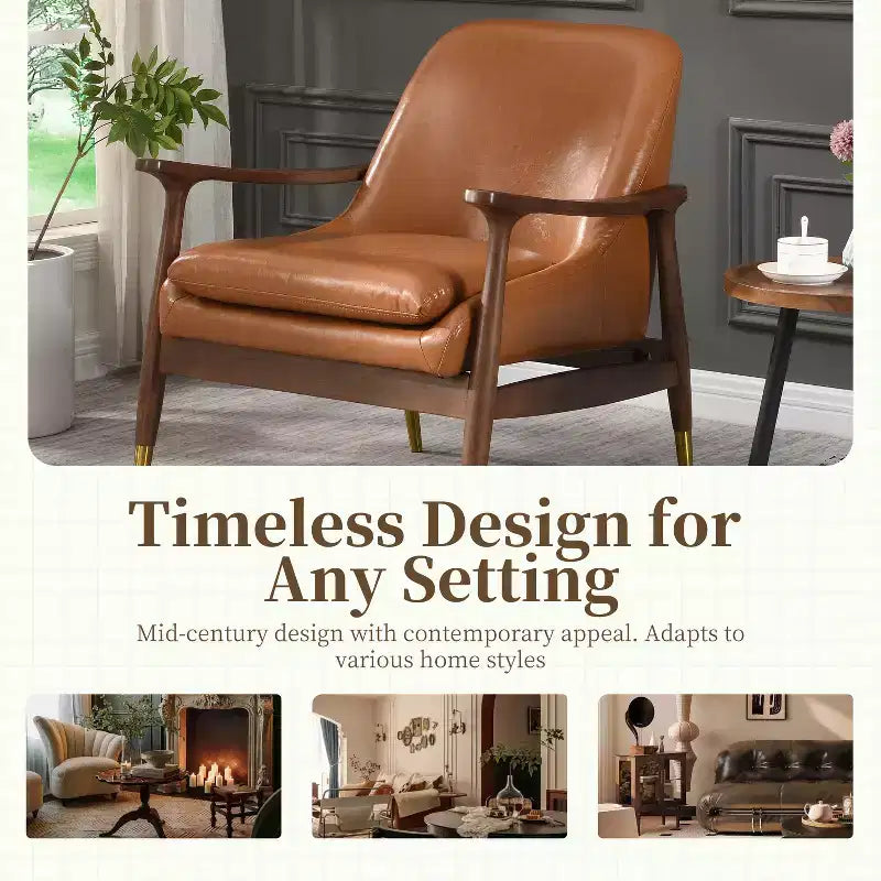 Christopher Knight Home Freja, fauteuil d'appoint moderne en similicuir et bois, marron