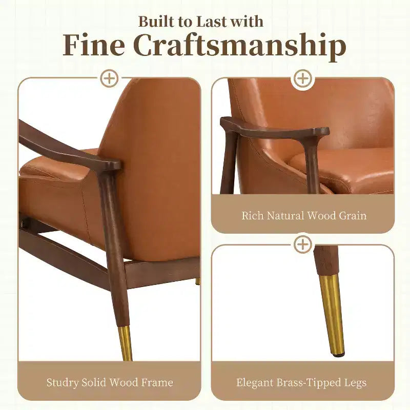 Christopher Knight Home Freja, fauteuil d'appoint moderne en similicuir et bois, marron