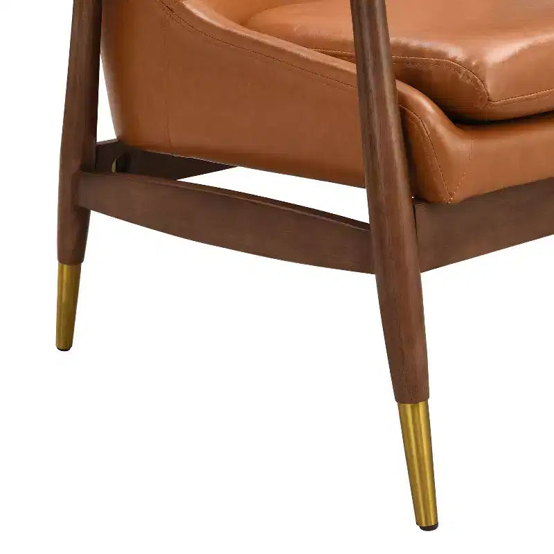Christopher Knight Home Freja, fauteuil d'appoint moderne en similicuir et bois, marron