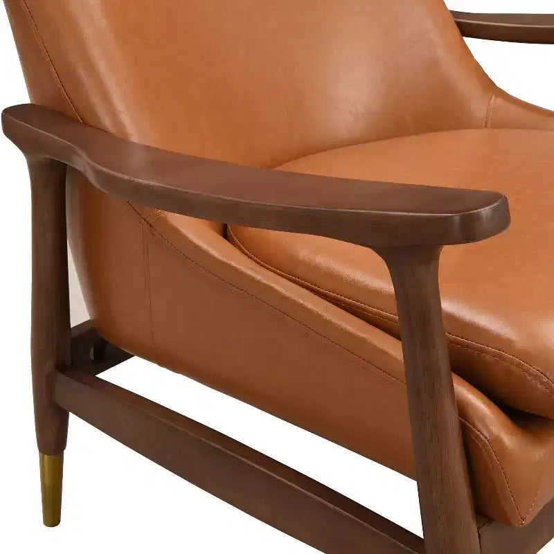 Christopher Knight Home Freja, fauteuil d'appoint moderne en similicuir et bois, marron