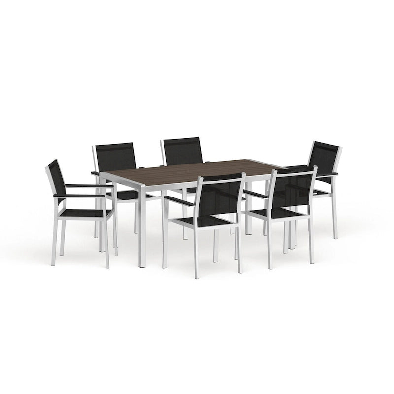 Ensemble de salle à manger d'extérieur Shore en aluminium de 7 pièces
