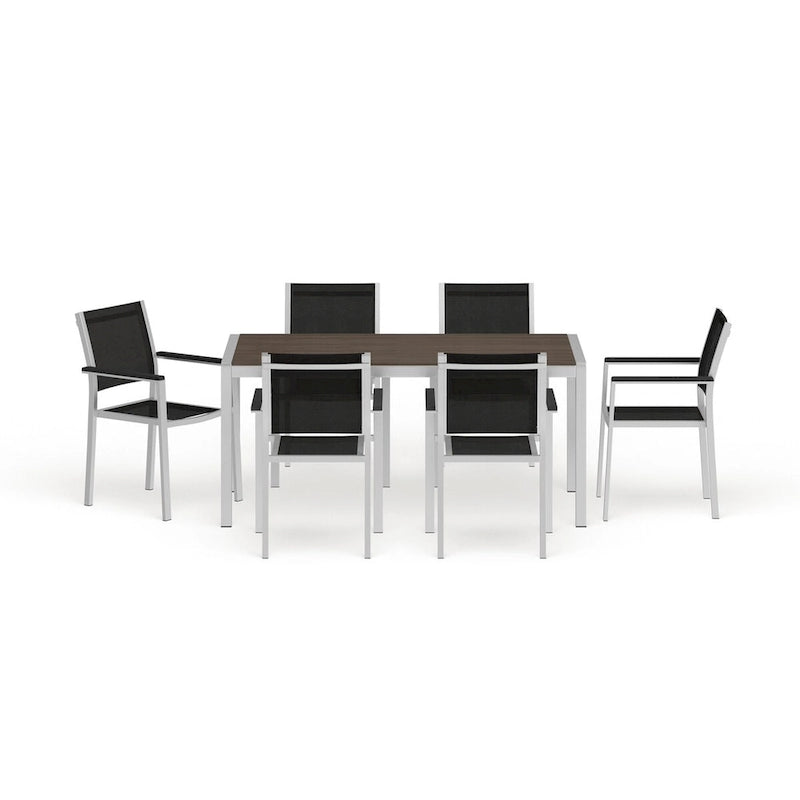 Ensemble de salle à manger d'extérieur Shore en aluminium de 7 pièces