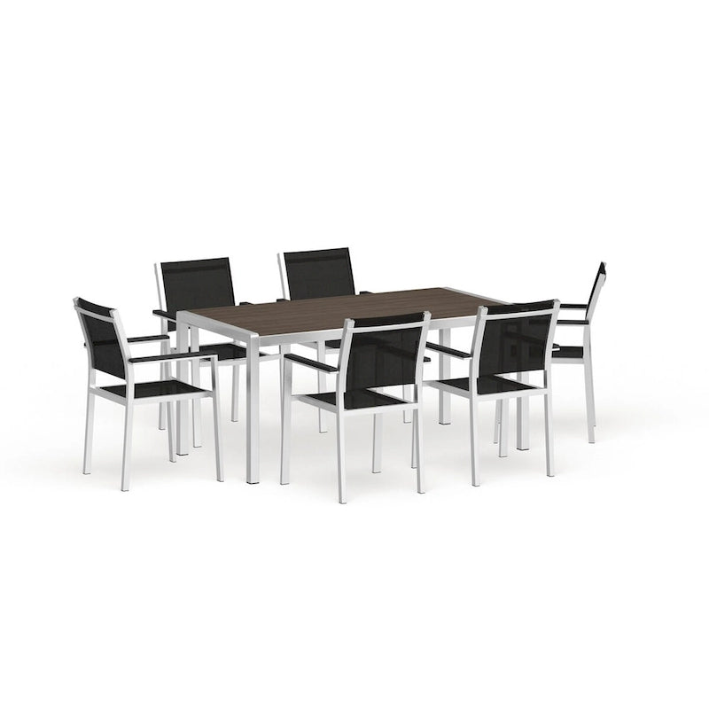 Ensemble de salle à manger d'extérieur Shore en aluminium de 7 pièces