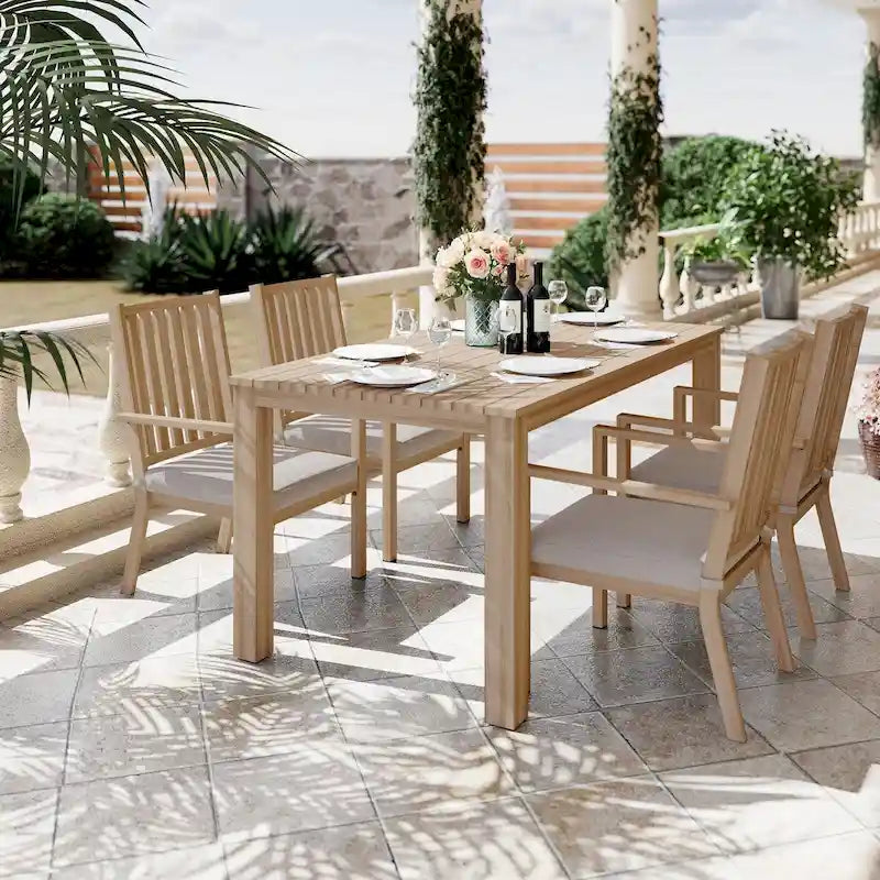 Ensembles de salle à manger de patio 5 pièces Table à manger d'extérieur en aluminium avec 4 chaises