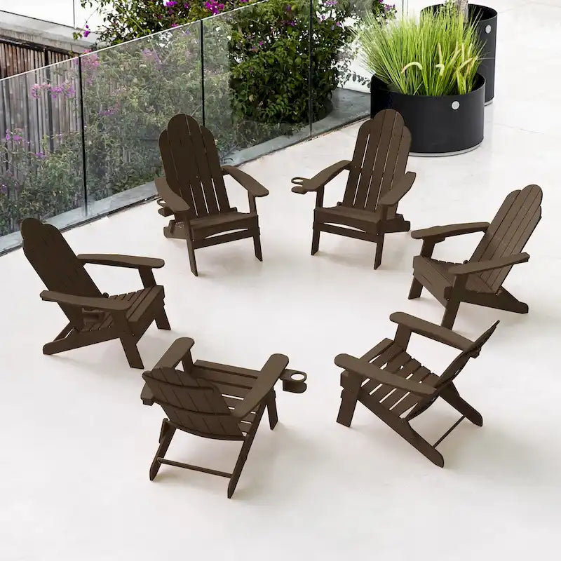 Chaises de jardin pliables LUE BONA en HDPS résistant aux intempéries, avec porte-gobelet, lot de 6 - 35P x 30L x 36,2H