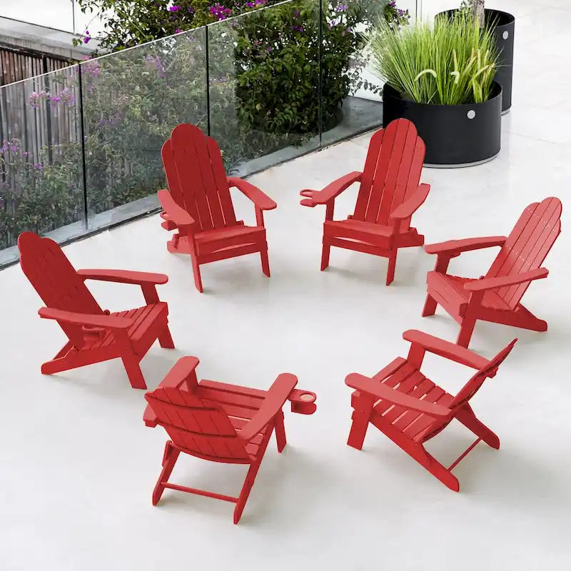 Chaises de jardin pliables LUE BONA en HDPS résistant aux intempéries, avec porte-gobelet, lot de 6 - 35P x 30L x 36,2H