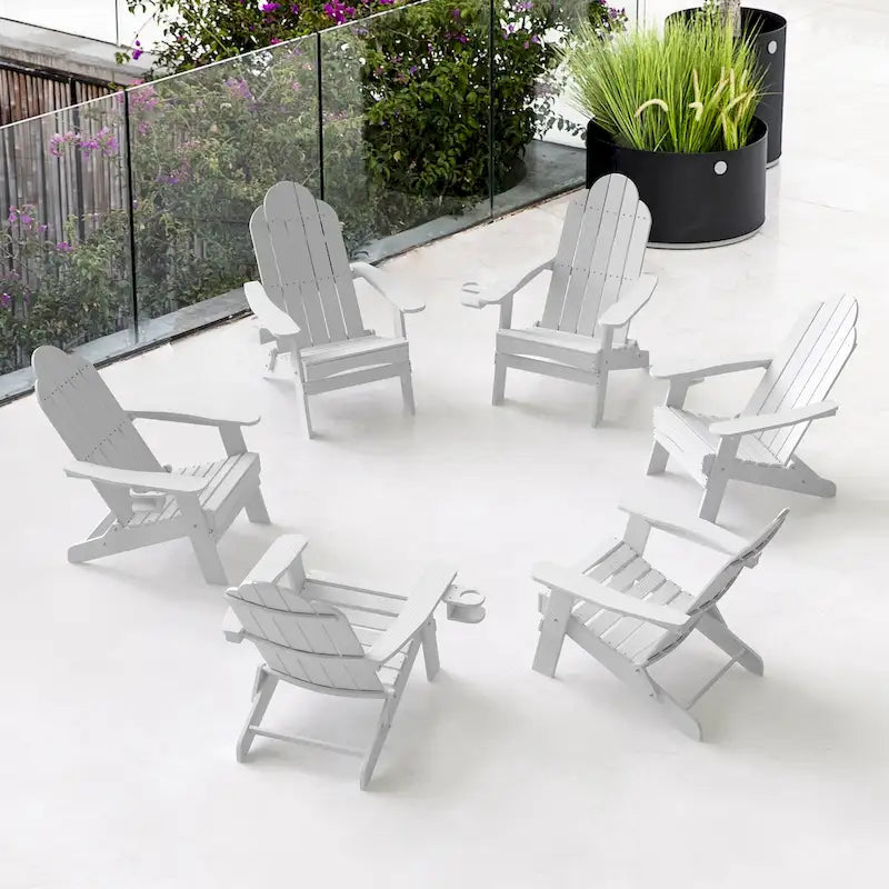Chaises de jardin pliables LUE BONA en HDPS résistant aux intempéries, avec porte-gobelet, lot de 6 - 35P x 30L x 36,2H