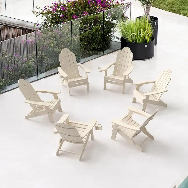 Chaises de jardin pliables LUE BONA en HDPS résistant aux intempéries, avec porte-gobelet, lot de 6 - 35P x 30L x 36,2H