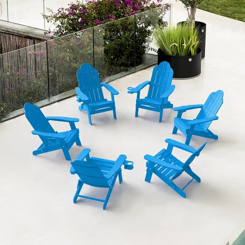 Chaises de jardin pliables LUE BONA en HDPS résistant aux intempéries, avec porte-gobelet, lot de 6 - 35P x 30L x 36,2H