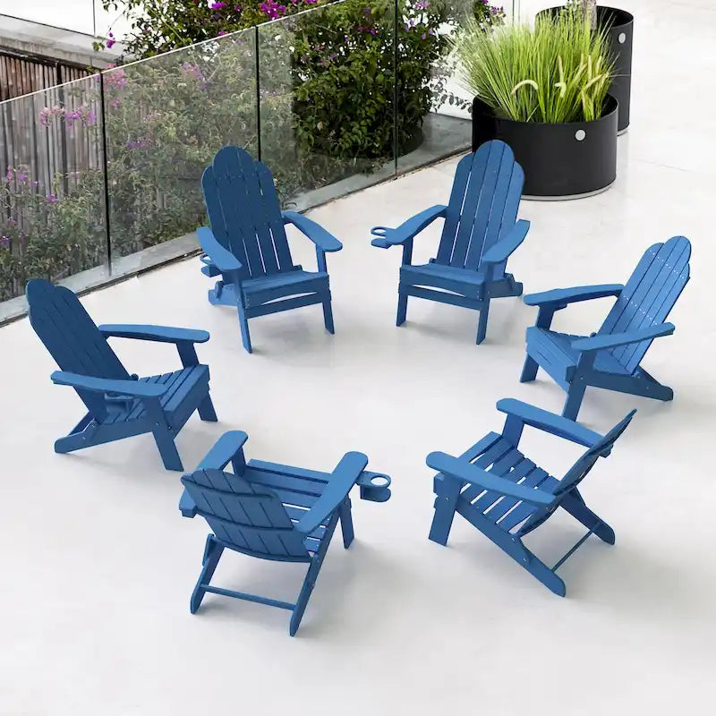 Chaises de jardin pliables LUE BONA en HDPS résistant aux intempéries, avec porte-gobelet, lot de 6 - 35P x 30L x 36,2H