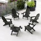 LUE BONA Foldable HDPS Weather Resistant Patio Adirondack Chairs With Cup Holder Set of 6 - 35D x 30W x 36.2H