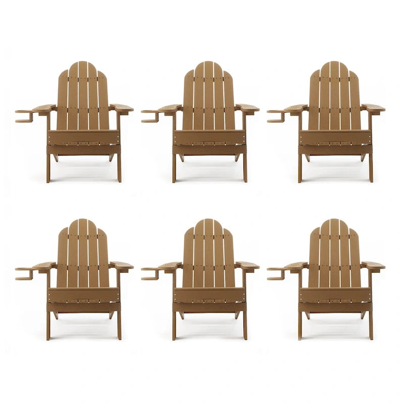 Chaises de jardin pliables LUE BONA en HDPS résistant aux intempéries, avec porte-gobelet, lot de 6 - 35P x 30L x 36,2H