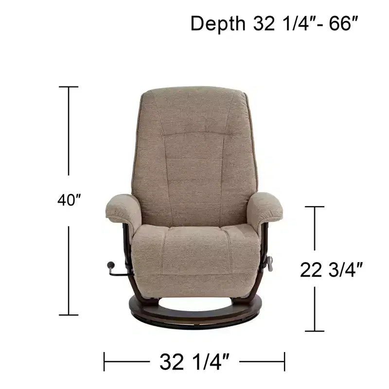 Fauteuil inclinable pivotant et réglable en tissu châtaigne Annika de BenchMaster