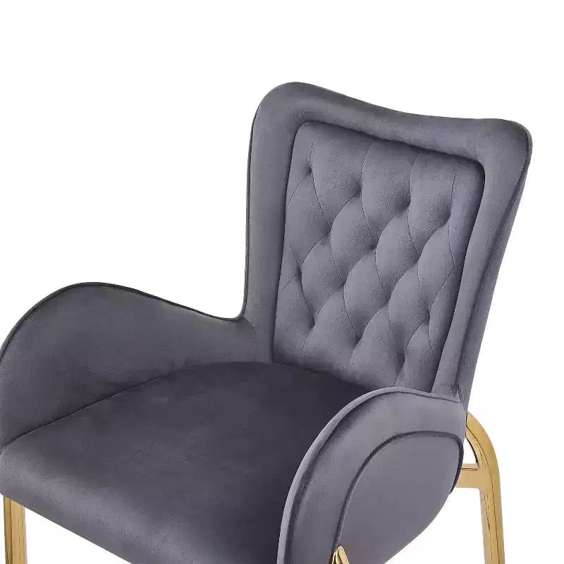 Lot de 2 tabourets de bar hauteur comptoir avec cadre en métal doré, tabourets touffetés en velours -ModernLuxe