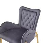 Lot de 2 tabourets de bar hauteur comptoir avec cadre en métal doré, tabourets touffetés en velours -ModernLuxe