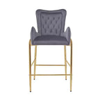 Lot de 2 tabourets de bar hauteur comptoir avec cadre en métal doré, tabourets touffetés en velours -ModernLuxe