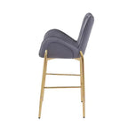 Lot de 2 tabourets de bar hauteur comptoir avec cadre en métal doré, tabourets touffetés en velours -ModernLuxe