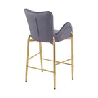 Lot de 2 tabourets de bar hauteur comptoir avec cadre en métal doré, tabourets touffetés en velours -ModernLuxe