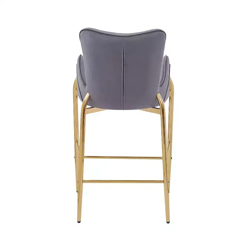 Lot de 2 tabourets de bar hauteur comptoir avec cadre en métal doré, tabourets touffetés en velours -ModernLuxe