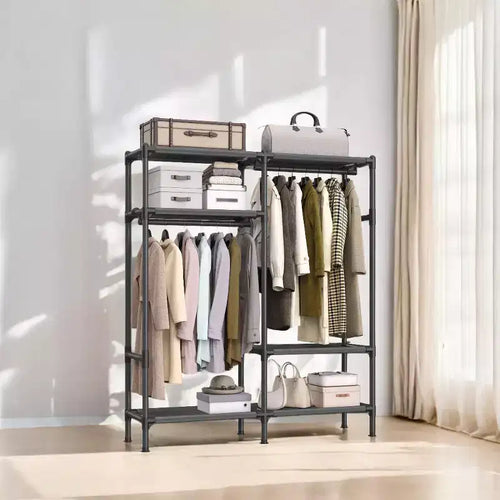 Armoire portable autoportante de 65 pouces, étagère à vêtements robuste, organisateur de placard suspendu, rangement de vêtements pour vestiaire et chambre à coucher
