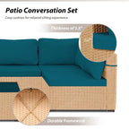 Patio Watcher – Salon de jardin sectionnel 7 pièces en osier jaune avec coussins et table d'appoint