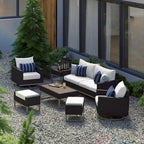 Ensemble de sièges profonds Milo Espresso Sunbrella 7 pièces pour patio extérieur avec mouvement