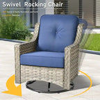 HOOOWOOO Ensemble de conversation 6 pièces pour patio avec causeuse et fauteuil pivotant en osier